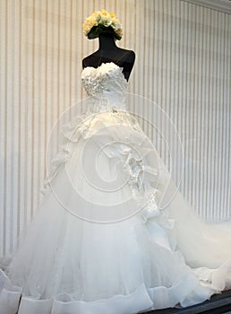 Wedding dress in the store window