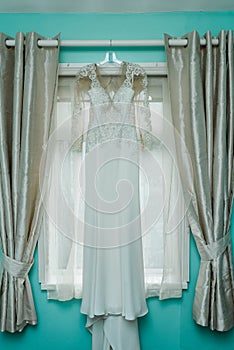 Wedding dress on the window