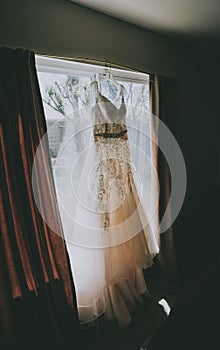 Wedding dress in the window