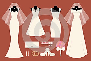 Wedding dresses and accessories