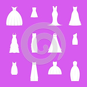 Wedding Dresses Set on Mannequin. Vector