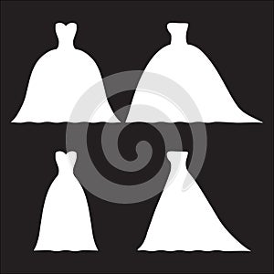 Wedding dresses silhouette on isolated background.