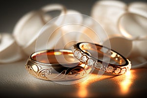 Wedding engagement rings. Love and the symbol of marriage. Jewelry. Bride