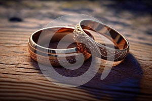 Wedding engagement rings. Love and the symbol of marriage. Jewelry. Bride