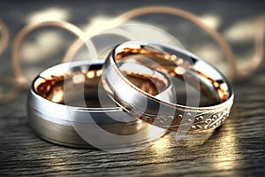 Wedding engagement rings. Love and the symbol of marriage. Jewelry. Bride