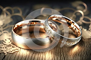 Wedding engagement rings. Love and the symbol of marriage. Jewelry. Bride