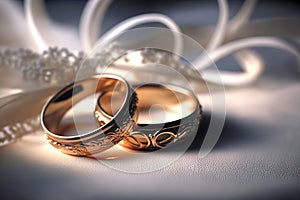 Wedding engagement rings. Love and the symbol of marriage. Jewelry. Bride