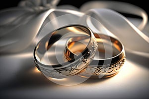 Wedding engagement rings. Love and the symbol of marriage. Jewelry. Bride