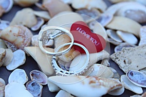 Wedding or engagements rings display with selective focus.