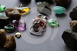 Wedding or engagements rings display with selective focus.