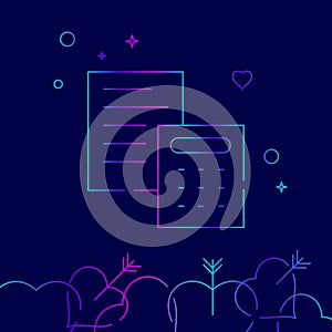 Wedding Estimate Vector Line Icon, Symbol, Pictogram, Sign on a Dark Blue Background. Related Bottom Border