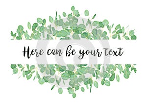 Wedding eucalyptus horizontal vector design banner. Rustic green