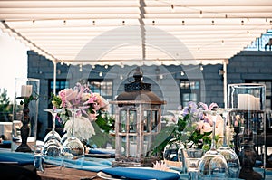 Wedding or Event decoration table setup, outdoors