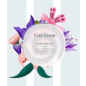 Wedding Event Invitation card design with Tropical flowers, invite thank you, rsvp modern event cards Design. Tropical floral