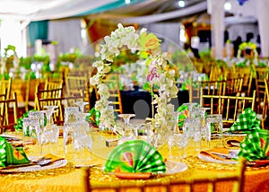 Wedding event  reception decorated table photo
