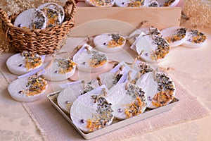 Wedding favours party guest gifts lavender scented wax bar, handmade decorative air freshener, thank you event souvenir