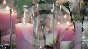 Wedding or festive table setting candles