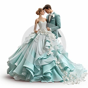 Fairytale Wedding Figurine In Tiffany Blue - Inspired By Andrzej Sykut And Vicente Romero Redondo photo