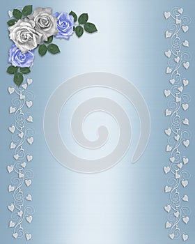 Wedding Floral Border blue and white roses