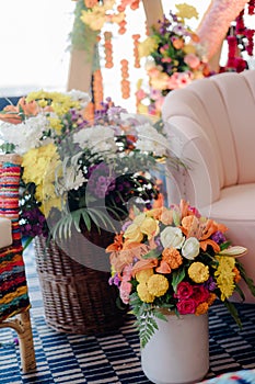 wedding floral decoration in Wedding ceremony at beautiful farm