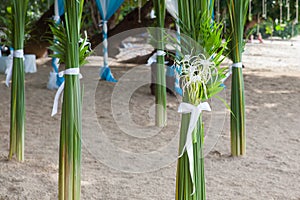 Wedding floral decorations on the beach in Thailand