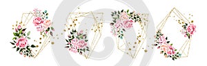 Wedding floral geometric triangular frame