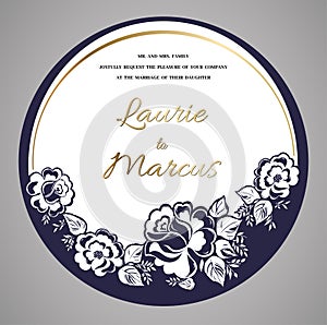 Wedding Floral Invitation. Template for laser cutting. Vector illustration.