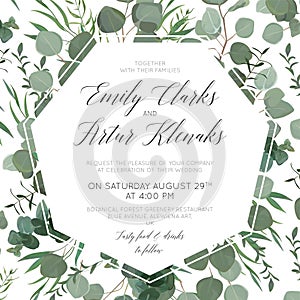 Wedding floral invite, save the date card design with elegant eu