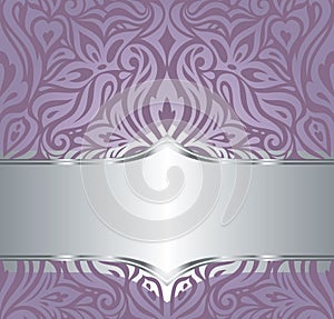 Wedding Floral violet silver vector holiday background invitation design fashionable decorative retro