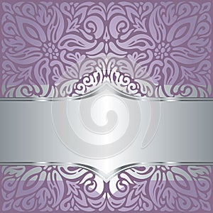 Wedding Floral violet silver vector holiday background invitation design fashionable decorative retro mandala