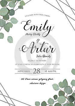 Wedding floral watercolor style invite, invitation, save the dat