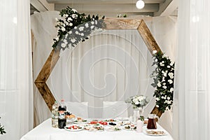Wedding floristry. Composition of fresh flowers