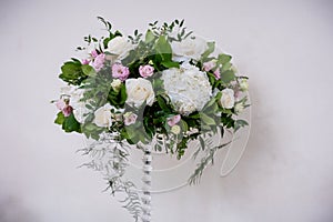 Wedding Flower Arrangement Table Setting Series. Festive wedding table setting.