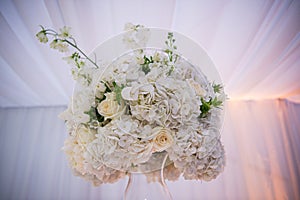 Wedding Flower Arrangement Table Setting Series. Festive wedding table setting.