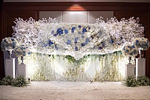 Wedding Flower Backdrop indoor in the hotel