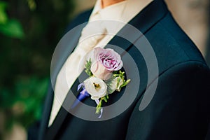 Wedding flower boutonniere groom