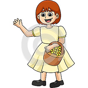 Wedding Flower Girl Cartoon Colored Clipart