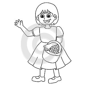 Wedding Flower Girl Isolated Coloring Page