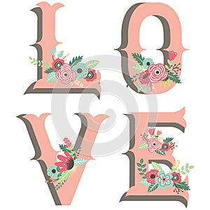 Wedding Flower Love Design Elements