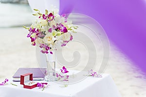 Wedding flowers on beach/wedding venue flowers