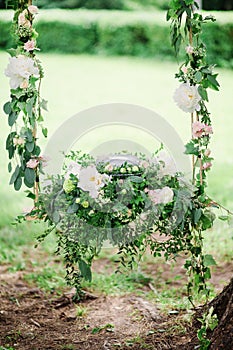 Wedding flowers decoration, outdoor, fine art.