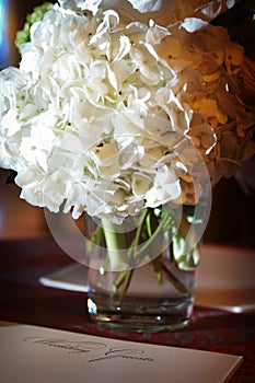 Wedding flowers with a guest book