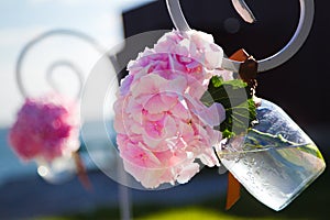 Wedding flowers in jar