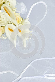 Wedding flowers over veil