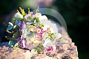 Wedding flowers on the stone, wedding decor