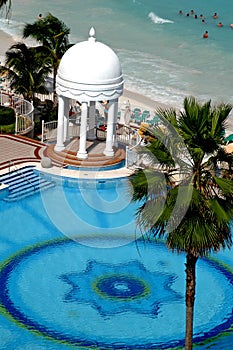 Wedding gazebo , swimming pool and ocean