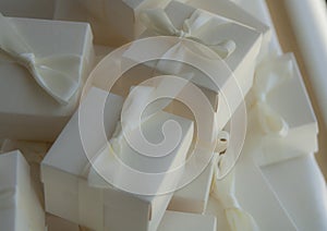 Wedding gift boxes and ribbon photo