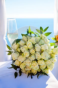 Wedding glass and bouquet