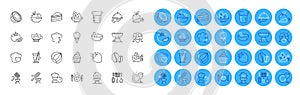 Wedding glasses, Cooking mix and Cooking beaker line icons pack. For web app. Color icon buttons. Vector