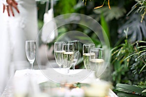 Wedding glasses filled with champagne